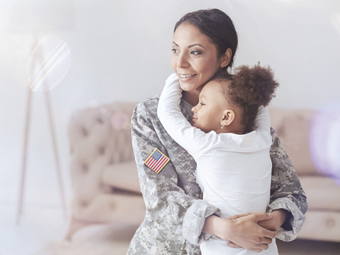 Soldier Mother and Daughter